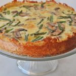 Asparagus and Mushroom Quiche with hash brown Crust